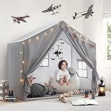 Kids Play Tent with Mat, Razee Large Playhouse Tent Indoor, Play House Kids Tent Castle Tent for Girls Boys, Play Cottage (Grey)