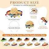 Riceshoot 24 Pcs Mexican Fiesta Party Supplies 12 Sombrero Headbands 12 Cinco de Mayo Necklaces Party Favors for Kids Teens Birthday Photo Props Decorations (Delicate)