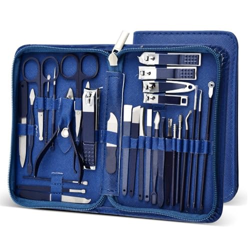30 in 1 Manicure Cutters 30 Pcs Nail Clipper Set Household Steel Manicure Kit Nail Clippers Pedicure Nail Sciss,Blue 30 in 1,U