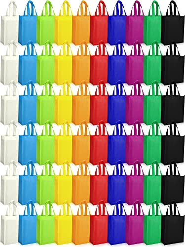 Boao 60 Pack Non Woven Tote Bags Large Reusable Gift Bag with Handles Foldable Grocery Tote for Birthday Party Shopping Treat Favor, 14 x 10 Inch