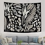 SVBright Botanical Black Tapestry 59Wx51H Inch Leaves Eucalyptus Vintage Simple Sage Green Nature Tree Plant Minimalist Tropical Home Decor Art for Living Room Bedroom Dorm Fabric Wall Hanging