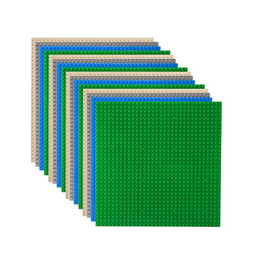 LVHERO 16 Pcs Classic Baseplates Building Plates for Building Bricks 100% Compatible with All Major Brands-Baseplate, 10" x 10" (Multicolored)