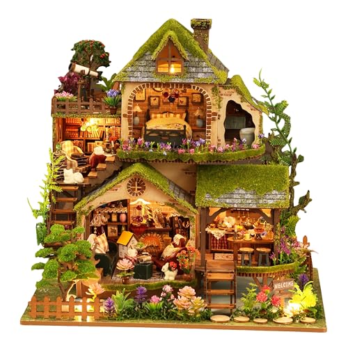 RHZN Miniature House Kit, Dollhouse Kit, Miniature Kit, DIY Mini House Building Kit for Adult Teen, Forest Adventure