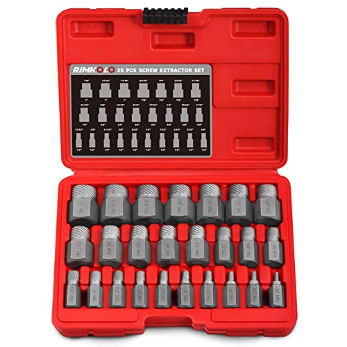 RIMKOLO 25-Piece Screw Extractor Set, Multi-spline Easy Out Extractors CR-MO Bolt Remover for Removing Broken Studs, Bolts, Socket Screws