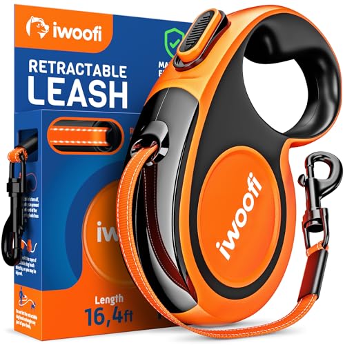 New 2025 Retractable Dog Leash 16,4 ft'-Heavy Duty Retractable Pet Leash with Anti-Slip Soft Grip-Reflective Dog Leashes with Anti-Twist Protection for Small Medium Large Dogs up to 110 lbs (Orange)