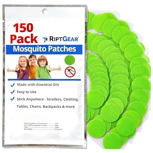 RiptGear Mosquito Patches - 150 Pack of Mosquito Stickers for Kids and Adults, Natural Mosquito Sticker, Citronella Patch Sticks to Any Surface - DEET Free
