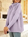 LILLUSORY Women's Mock Turtleneck Sweater Oversized Long Sleeve Casual Knit Pullover Tunic Tops Wear with Leggings Lightpurple L