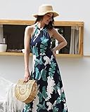 STYLEWORD Women's 2025 Summer Maxi Dresses Beach Vacation Hawaiian Halter Neck Formal Wedding Guest Dress Summer Outfits(Floral 01,L)