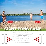 ropoda Giant Yard Pong,Yard Games with Durable Buckets and Balls - Choose Red Large, XL, or Green - Glow in The Dark, Outdoor Game with Carry Bag for The Beach,Lawn, Great Gift Choice for Families