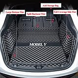 ZYCHUANGYING Cargo Mat for Tesla Model Y 5-Seater Car Trunk Liner (Rear Trunk Cover+Back Seat Protector+High Sides Panel Protector+Door Sill Protector)