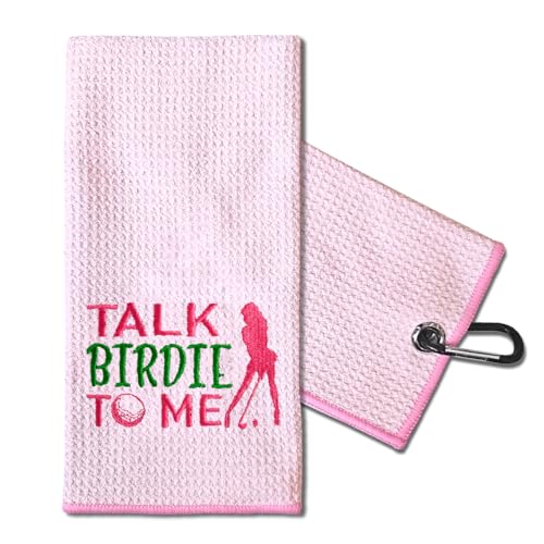 TOUNER Take Birdie to Me Embroidered Golf Towels for Golf Bags with Clip, Funny Pink Golf Towel Gifts for Women Her Step Mom Wife, Golf Accessories for Golfer, Retirement Christmas Golf Fan Gifts