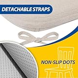 AAAAAcessories D-Shaped 2'' Thick Chair Cushions, Removable, Machine Washable Cover and Ties, Chair Pads for Indoor Dining Room and Kitchen Chairs, 17'' x 16'', Set of 4, Beige