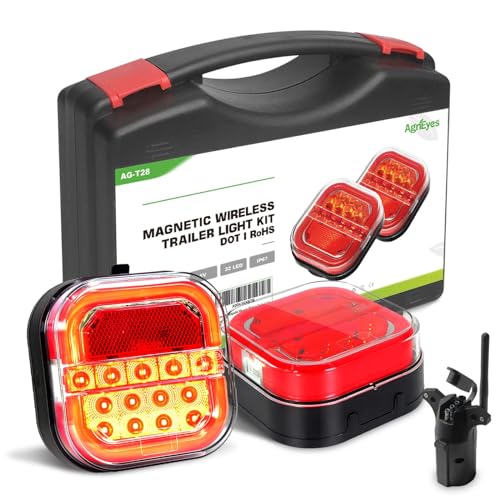 Agrieyes Halo Wireless Trailer Lights, 2 Mounting Options Magnetic Trailer Light for Towing, Portable LED Tow Lights Kit for Trucks, Boat, RV