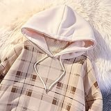 Skateboard Frog Fall Winter Clothes Women Plaid Hoodies Fake Two Pieces Fleece Turtle Neck Korean Pullover (Apricot, XL)