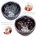 CmengAo Jianzhan Tenmoku Ceramic Tea Cups, Dragon and Phoenix Pair of Teacups, 4.5 oz Traditional Chinese Kungfu Tea Cup for Tea Ceremony, Tea Tasting, Master Cup, 2 Pcs/Set