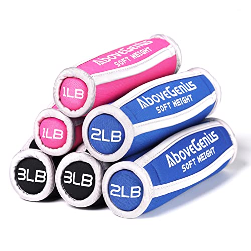 AboveGenius Hand Weights for Women Men, Soft Dumbbells Set of 6(1lb 2lb 3lb Each Pack) for Dumbbell Walking Weight Sets with Hand Strap for Workout Running, Jogging and Physical Therapy, Mothers Day Gifts for Mom