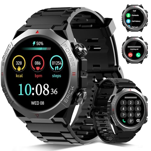 Military Smart Watches for Men (Answer/Make Calls), 1.39" HD Fitness Watches, Heart Rate/Sleep Monitor, 110+ Sports Modes Watch for Men, IP68 Waterproof Watch, 30Day, Watches for Android/iPhone, Black