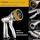 FANHAO Garden Hose Nozzle Heavy Duty, 100% Metal Spray Nozzle High Pressure Water Hose Nozzle with 7 Patterns for Watering Garden, Washing Cars and Showering Pets