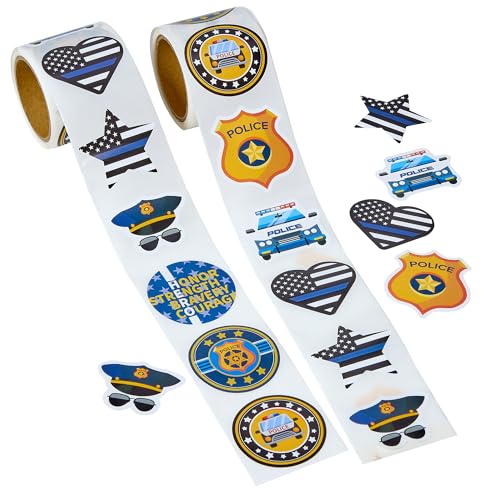 Playbees Police Stickers for Kids - 200 Pack of Law Enforcement Themed Designs - Kids' Educational Arts and Crafts, Back to School, Teacher Awards, Classroom Prizes, Learning to Drive Encouragement