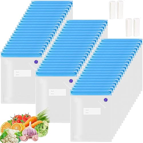 Sous Vide Bags 60pcs Reusable Vacuum Sealer Bags with 4 Sealing Clips, Reusable Vacuum bags for Food Storage and Sous Vide Cooking(10.2x13.4 Inch)