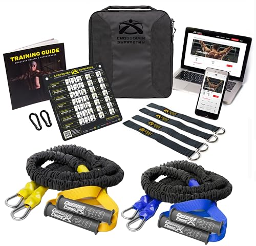 Crossover Symmetry Shoulder System Includes Two Sets of Resistance Bands Attachments Training Guide Exercise Chart Online Workouts for Home Fitness Rehab Rotator Cuff Exercises (Elite, Squat Racks)