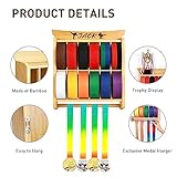 Tilhumt 12 Belts Karate Belt Display Rack with Trophy and Medal Display Rack, Taekwondo Belt Display Rack with Stickers, Martial Arts Belt Display for Kids and Adults