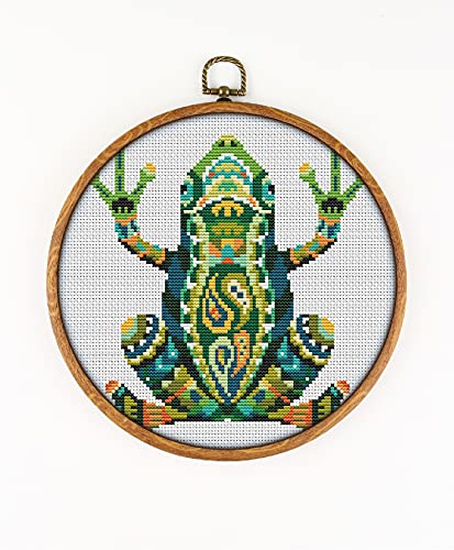 Mandala Frog #K207 Embroidery Kit | Cross Stitch Patterns | Funny Animals Cross Stitch World | Needlepoint Kits | Embroidery Designs | Stitch Patterns