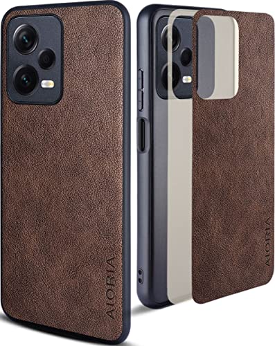 AIORIA for Xiaomi Redmi Note 12 Pro 5G Case, Premium Leather Phone Cover Retro Design Full Protective Case for Redmi Note 12 Pro 5G (Coffee)