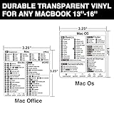 Mac Shortcut Sticker - Mac OS Shortcuts Sticker (M1+Intel) + Word/Excel, Laptop Keyboard Shortcuts Stickers for MacBook, Compatible with 13-16 Inch MacBook Air/Pro (Clear)