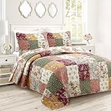 Cozy Line Home Fashions 100% Cotton Luxury Floral Paisley Burgundy Red Patchwork Reversible Quilt Bedding Set, Coverlet, Bedspread (Antique Chic, Queen - 3 Piece)