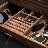 Pinzoveco Watch Box Organizer for Men, 6 Slot Watch Case for Men Display & Storage Watch, Solid Wood Jewelry Box for Men, Gift for Boyfriend Fathers Day Birthday Gifts (Carbonized Brown)