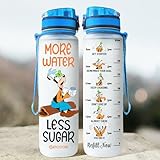 GEPOSTORE Dog Cartoon 32 Oz Water Tracker Bottle, Insulated Water Bottle with Cute Dog Character