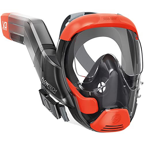 Seaview 180 V3 Full Face Snorkel Mask Adult- The V3 is The Perfect Snorkeling Gear for Adults- Diving Mask with 180 Panoramic Viewing. Patented Flowtech- Scuba Mask Up to 600% Easier Breathing