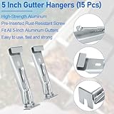 Roof Gutter Support Brackets 15 Pack, Rain Gutter Hangers Kit Compatible with 5 Inch K-Style Aluminum Gutters, House Gutters Sagging Repair Metal Clips Replacement Parts