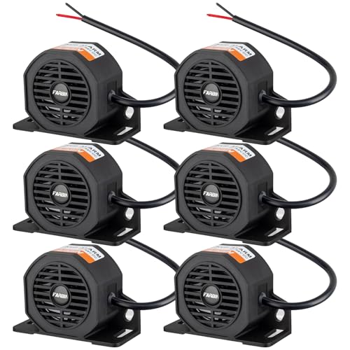 FARBIN Truck Back up Alarm 6Pcs 110dB 12V-48V DC Car Reverse Alarm Horn Heavy-Duty Backup Warning Reversing Warning Alarms Waterproof Back Up Beeper (6Pcs HT Equipped with Wire)