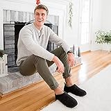 Snug Leaves Men's Faux Wool Slippers Comfy Warm Winter House Shoes with Elastic Gores Dark Gray, 11-12 US