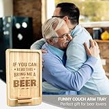 Bring Me A Beer Couch Arm Tray - Birthday Gifts for Men - Father 's Day Gifts for Dad Husband Grandpa Papa - Retirement Gifts for Men - Funny Dad Gifts - Gifts for Him, Husband Gifts from Wife