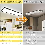 AIKVSXER 6 Pack 1x4 LED Flat Panel Light Surface Mount LED Ceiling Light, 5500LM 50W TRIAC 10-100% Dimmable, 3000/4000/5000k AC120V Kitchen Lights Ceiling Flush Mount for Garage/Basement Black