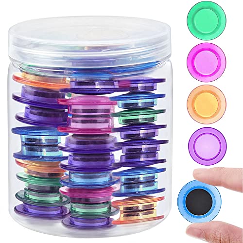 50 Pieces Whiteboard Magnets Round Colorful Magnets Circle Plastic Magnets for Magnetic Dry Erase Boards, Refrigerator, 1.2 Inch 5 Colors