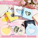 PerKoop 10 Pieces 3 Inch Kpop Photocard Holder Book Mini Photo Kpop Album Love Heart Hollow Photocard Binder Small Mirror Like Photo Card Holder with Heart Pendant, 32 Pockets, 5 Colors