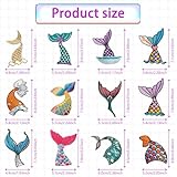 Iron On Patches for Clothing,12Pcs,Colorful Mermaid Tail Glitter Embroidered Patches for Backpacks，Applique for Clothes Dress Pants Hats Jeans, Sewing Applique DIY Accessory (Mermaid tail-12 Piece)