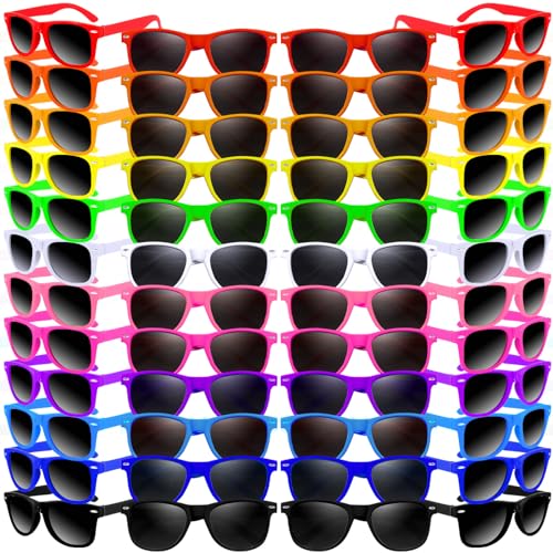 72 Pack 12 Color Neon Sunglasses Party Favors Bulk,80’s Retro Style Perfect Colorful Novelty Sun glasses Set for Birthday Party Supplies,Beach,Pool Party Favors,Goody Bag Favors for Kids Adults