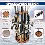 Rush Creek Creations Fishing Rod Holder for 24 Rods, Fishing Pole Holder for Garage Organization and Storage, for Fishing Reels, Fishing Gear, Fishing Accessories, Tackle Box (360° Rotating Rack)