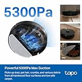 Tapo Ultra-Slim LiDAR Smart Navigation Robot Vacuum and Mop with Self-Emptying Dock, 5300Pa Max, 97%+ Dust Pickup Rate, Self-Charging, Compatible with Alexa & Google Home, RV20 Max Plus