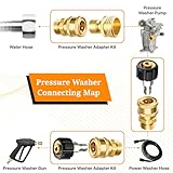 Twinkle Star Pressure Washer Adapter Set, Quick Disconnect Kit, M22 Swivel to 3/8'' Quick Connect, 3/4" to Quick Release