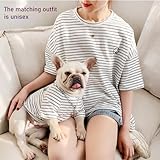 ANIAC 2 PCS Dog and Owner Matching Clothes,Cotton Dog T-Shirt and Men/Women Shirt,Striped Puppy Clothes for Small Dog,Cat Shirt,Pet and Owner Matching Outfit (Pet and Owner, Large)