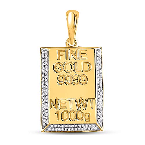 Dazzlingrock Collection 10kt Yellow Gold Mens Round Diamond Kilo Gold Bar Charm Pendant 3/8 ctw
