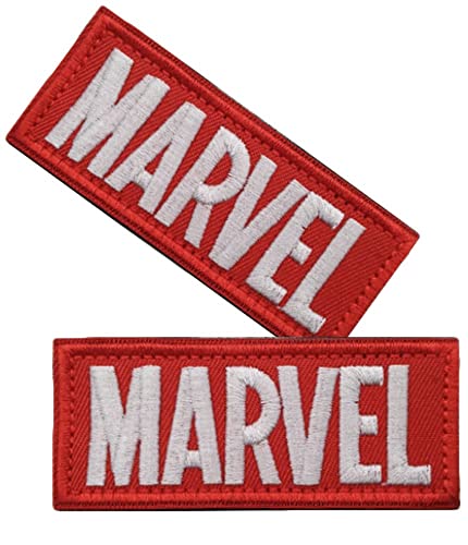 Vmcoatdu 2 Pieces Marvel Comics Marvel Logo Military Embroidered Patch Badge Emblem with Hook and Loop Applique Patches