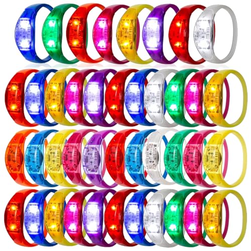 100 Pcs LED Bracelets Sound Activated with Flashing LED Strobe Music Control Light Up Bracelets for Carnival,Concerts, Night Events, Rave, Game Prizes, Birthday Party Favor,Valentine's Day gift