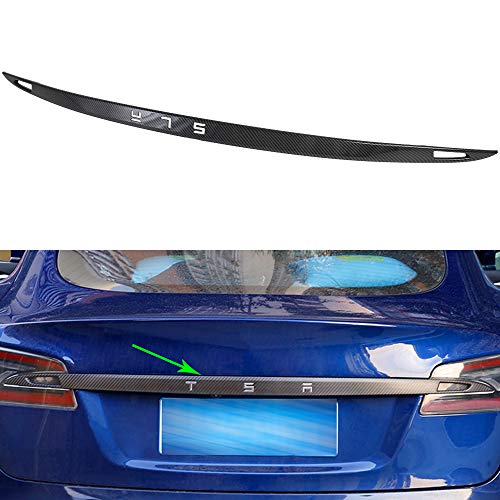 Oubolun Rear Tailgate Trunk Lid Garnish Cover for Tesla Model S 2016-2022 Car Exterior Accessories ABS Imitation Carbon Fiber Protection Sticker